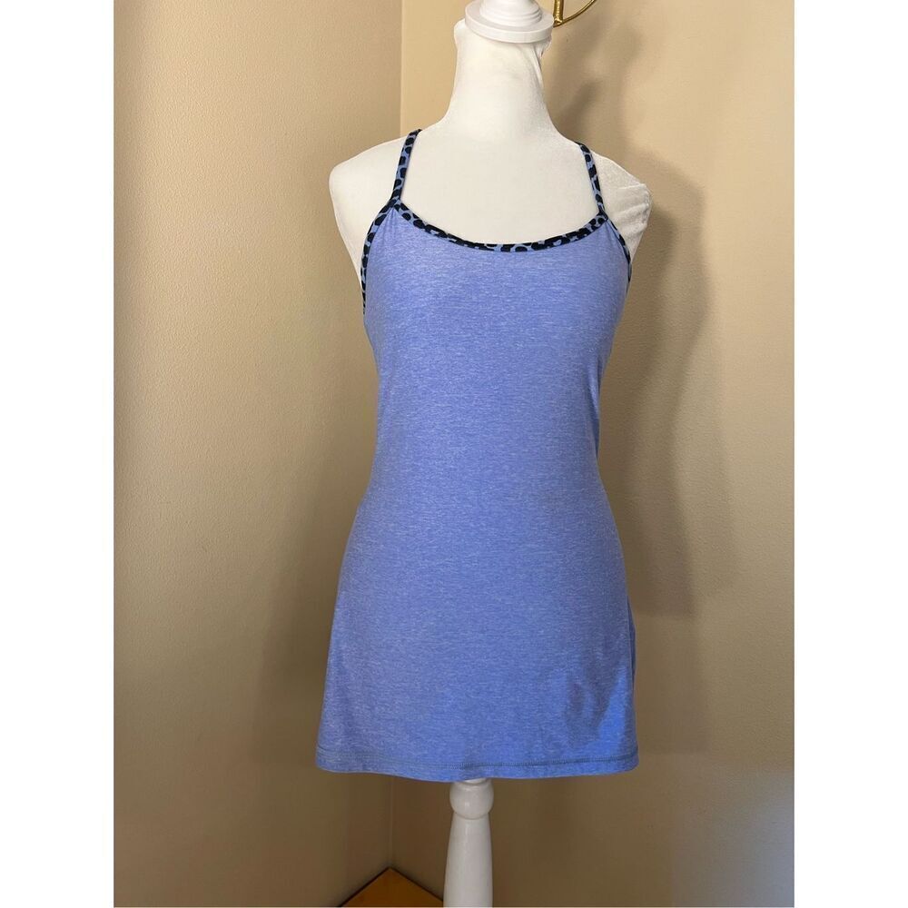Lululemon Heathered Spot Lullaby Blue Power Y Athletic Tank Top Size 6